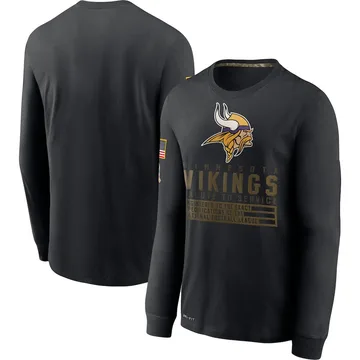Men's Minnesota Vikings Black 2020 Salute to Service Sideline Performance Long Sleeve T-Shirt
