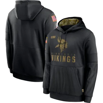 Men's Minnesota Vikings Black 2020 Salute to Service Sideline Performance Pullover Hoodie